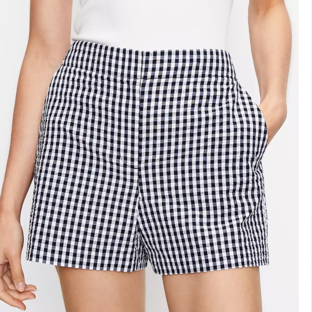 NWT 8P Loft Gingham Petite Structured Shorts